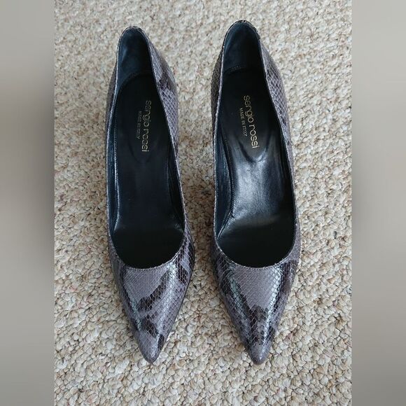 Sergio Rossi Snake Print Heels in gray & black size 37 - Picture 2 of 12